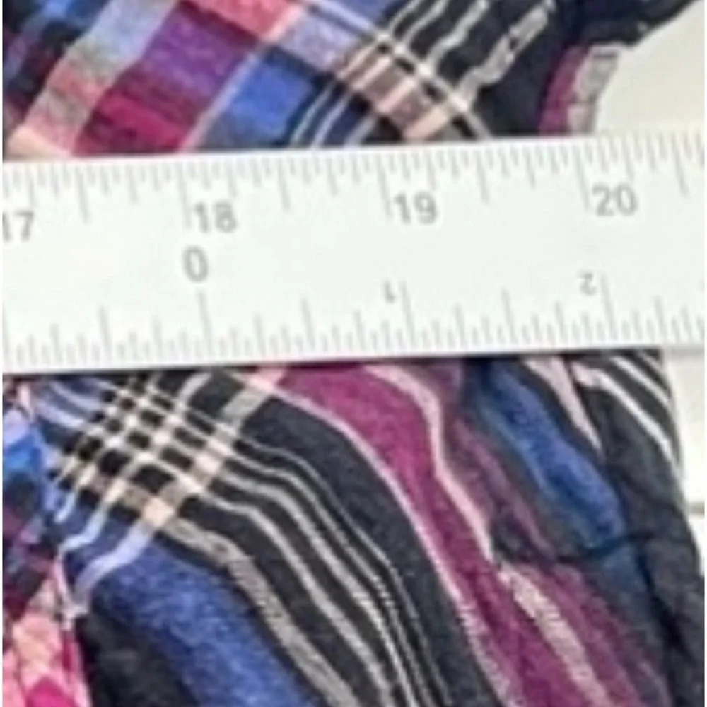 FREE PEOPLE Nordic Day Top Plaid Buttondown Oversized Purple Blue Shirt XS - Picture 16 of 16